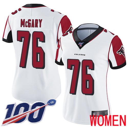 Atlanta Falcons Limited White Women Kaleb McGary Road Jersey NFL Football 76 100th Season Vapor Untouchable